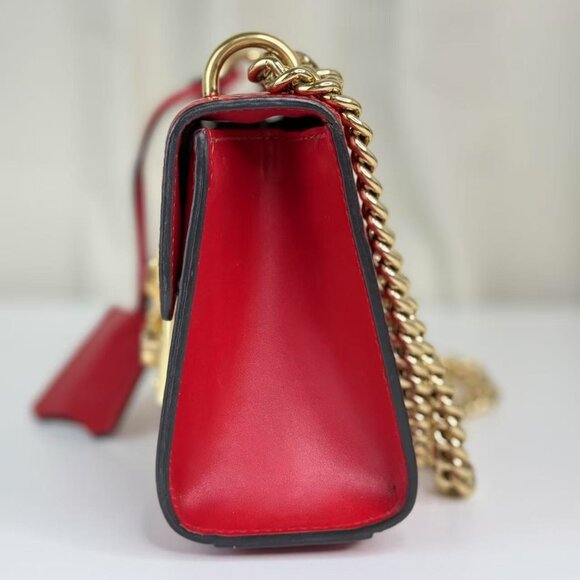 Gucci GG Logo Printed Red Leather Small Padlock Shoulder Bag with Gold Hardware - Picture 3 of 10
